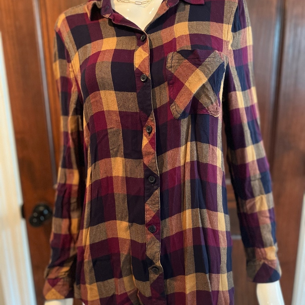 Beachlunchlounge Plaid Shirt in Purple and Yellow